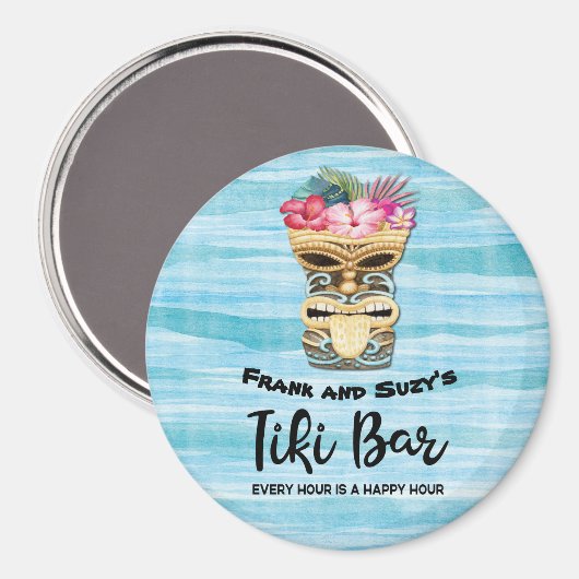 Mit Monogramm Luau Tiki Bar Cruise Ship Magnet (Vorderseite/Rückseite)
