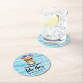 Mit Monogramm Luau Tiki Bar Party Runder Pappuntersetzer (Vor Ort)