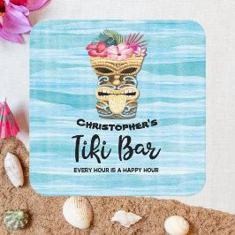 Mit Monogramm Luau Tiki Bar Party Runder Pappuntersetzer