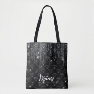 Mit Monogramm Luxus Black Glamour Glitzer Diamonds Tasche