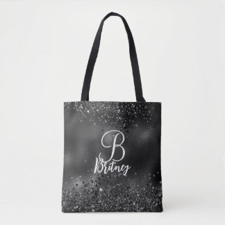 Mit Monogramm Luxus Black Glamour Glitzer Muster Tasche