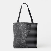 Mit Monogramm Luxus Black Glamour Glitzer Muster Tasche (Rückseite)