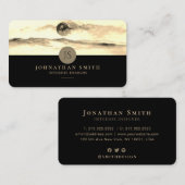 Mit Monogramm Luxus Goldene Landschaft Soziale Med Visitenkarte (Vorne/Hinten)