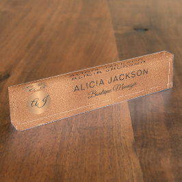 Mit Monogramm Luxus-Rose Gold Glitzer Namensplakette