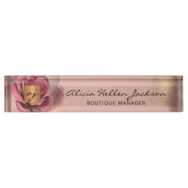 Mit Monogramm Luxus Vintage verglaste Rose Namensplakette