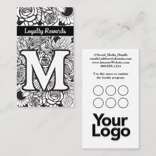 Mit Monogramm M Floral Black and White Company Log Visitenkarte