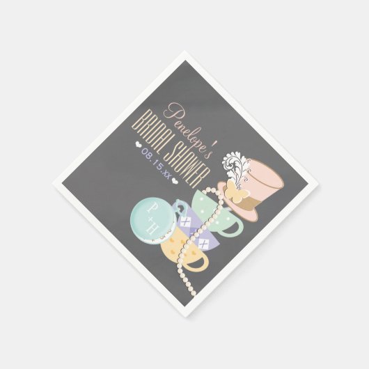 Mit Monogramm Mad Hatter Brautparty Serviette (Ecke)