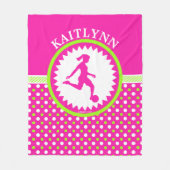 Mit Monogramm Mädchen-Fußball-Rosa - grüne Fleecedecke (Vorderseite)