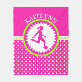 Mit Monogramm Mädchen-Fußball-Rosa - grüne Fleecedecke