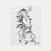 Mit Monogramm Mädchen mit roten Lippen Fleecedecke (Vorderseite)