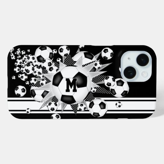 mit Monogramm Mädchenfußball schwarz Case-Mate iPhone Hülle (Rückseite (Horizontal))