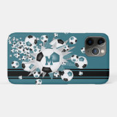 mit Monogramm Mädchenfußballstars aquamarin schwar Case-Mate iPhone Hülle (Rückseite (Horizontal))