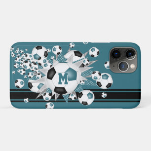 mit Monogramm Mädchenfußballstars aquamarin schwar Case-Mate iPhone Hülle