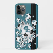 mit Monogramm Mädchenfußballstars aquamarin schwar Case-Mate iPhone Hülle (Rückseite)