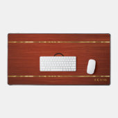 Mit Monogramm Mahogany Holztextur Schreibtischunterlage (Tastatur & Maus)