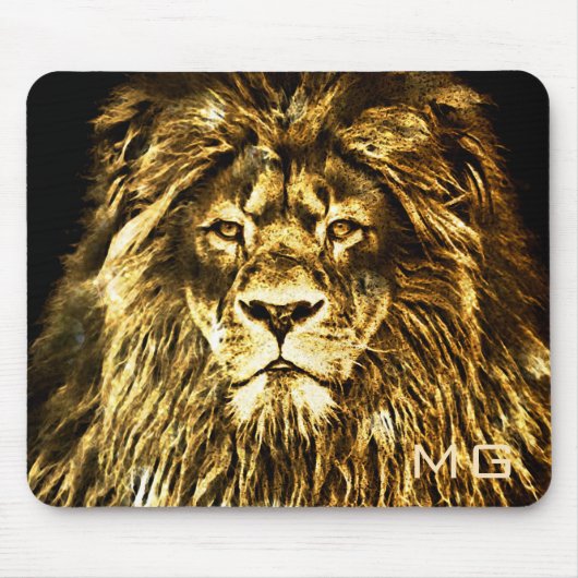 Mit Monogramm Majestic Gold Lion Mousepad (Vorne)