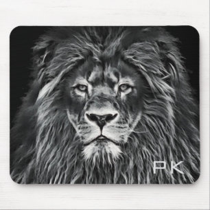 Mit Monogramm Majestic Grau Lion Mousepad