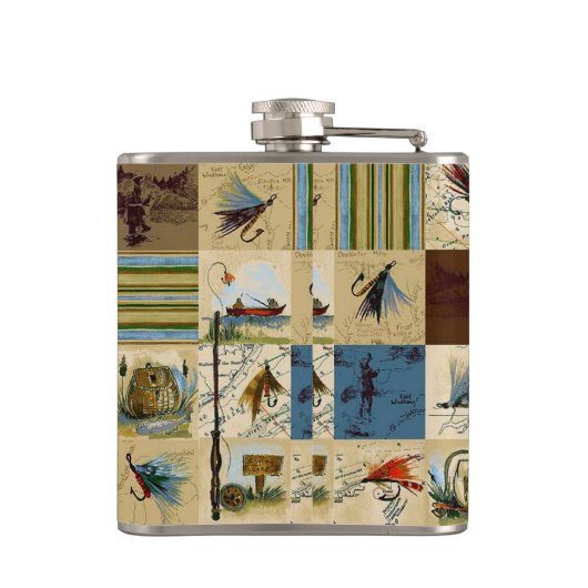 Mit Monogramm Männer Fischen Flachmann (Rückseite)