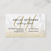 mit Monogramm Marble-Chic-Gold-Glitzer-Skript Visitenkarte (Rückseite)