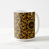 Mit Monogramm Mardi Gras Golden Mask Grüne Federn Kaffeetasse (VorderseiteRechts)