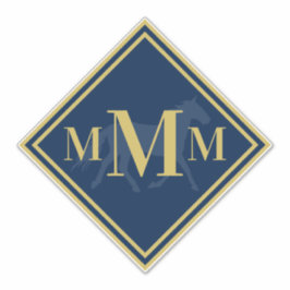 Mit Monogramm Marine + Gold Trotting Horse Tack Tr Aufkleber