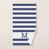 Mit Monogramm Marineblau und Weiß gestrichen Badhandtuch Set (Handtuch)