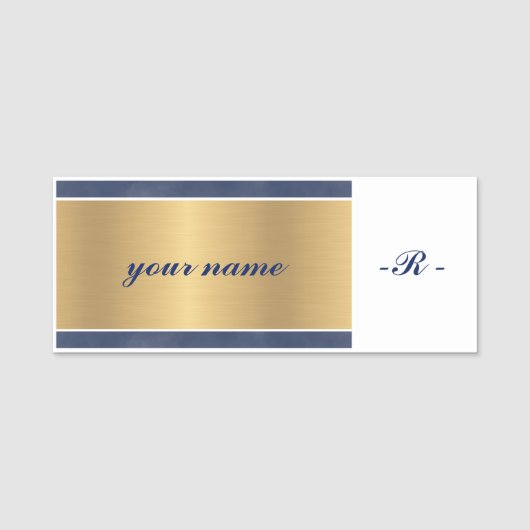 mit Monogramm Marineboldgold Namensschild (Vorderseite)