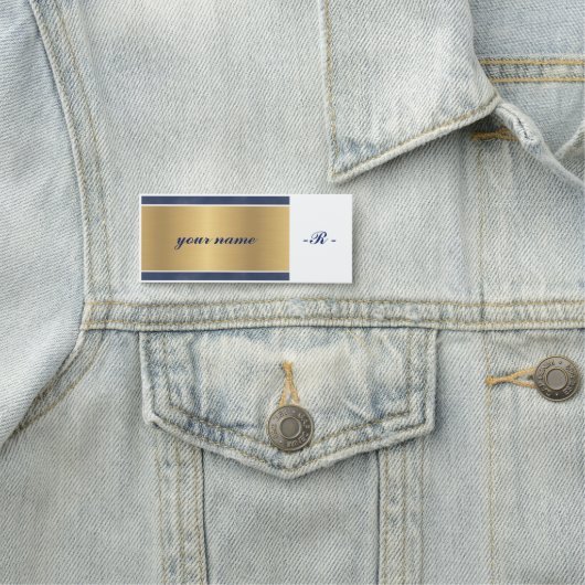 mit Monogramm Marineboldgold Namensschild (Beispiel)