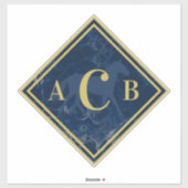 Mit Monogramm marmorierte Marine + Gold Horse Tack Aufkleber (Blatt)