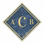 Mit Monogramm marmorierte Marine + Gold Horse Tack Aufkleber (Vorderseite)