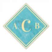 Mit Monogramm marmorierter türkisfarbener Reitstoc Aufkleber (Vorderseite)