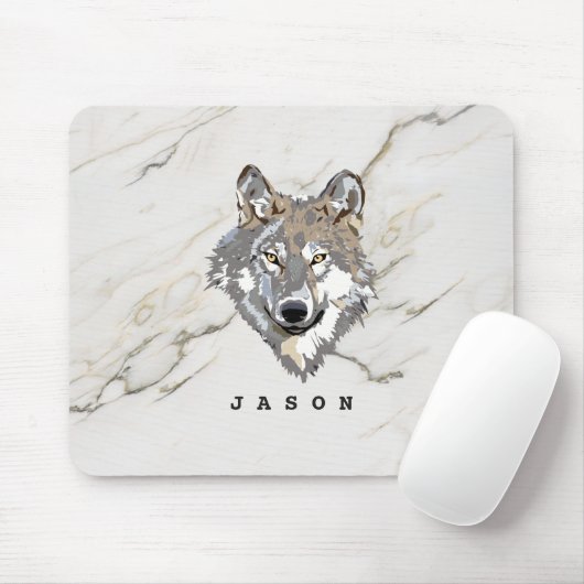 Mit Monogramm Marmorstein und Wolf Mousepad (Mit Mouse)
