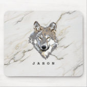 Mit Monogramm Marmorstein und Wolf Mousepad (Vorne)