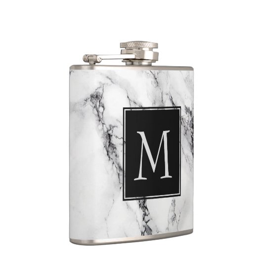 Mit Monogramm Marmorsteinmuster Flachmann (Rechts)