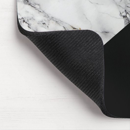 Mit Monogramm Marmorsteintextur Schwarz-Weiß Mousepad (Ecke)