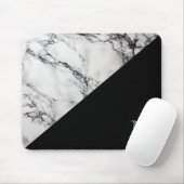 Mit Monogramm Marmorsteintextur Schwarz-Weiß Mousepad (Mit Mouse)