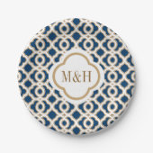 Mit Monogramm marokkanische Hochzeit Pappteller (Vorderseite)