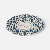 Mit Monogramm marokkanische Hochzeit Pappteller (Schrägansicht)