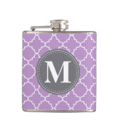Mit Monogramm marokkanisches Gitter in Lilac / Gra Flachmann (Vorderseite)