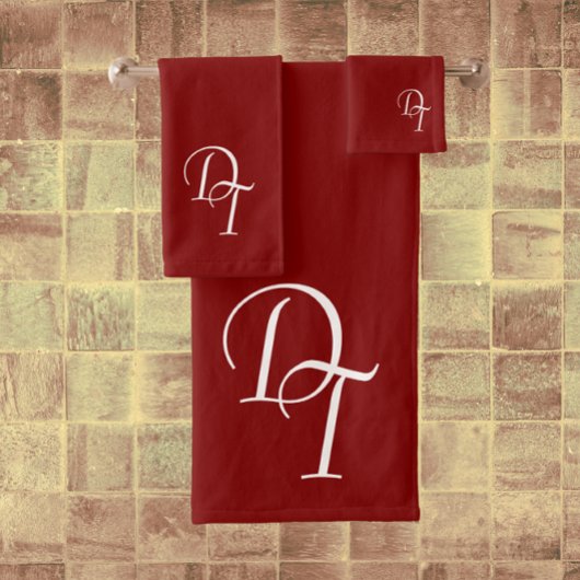 Mit Monogramm - Maroon-Badehandtuch-Set Badhandtuch Set