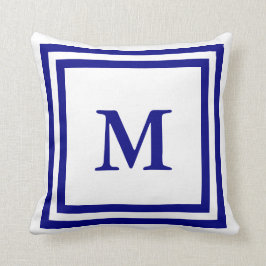 Mit Monogramm Marsch Blau und Weiß Kissen