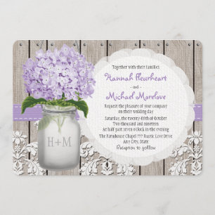 Mit Monogramm Mason Jar Lila Hydrangea Hochzeit Einladung