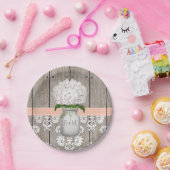 Mit Monogramm Mason Jar Peach Hydrangea Wedding Pappteller (Party)