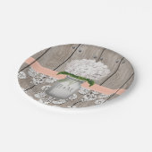 Mit Monogramm Mason Jar Peach Hydrangea Wedding Pappteller (Schrägansicht)