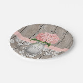 Mit Monogramm Mason Jar Pink Hydrangea Wedding Pappteller (Schrägansicht)