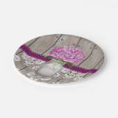 Mit Monogramm Mason Jar Plum Hydrangea Wedding Pappteller (Schrägansicht)