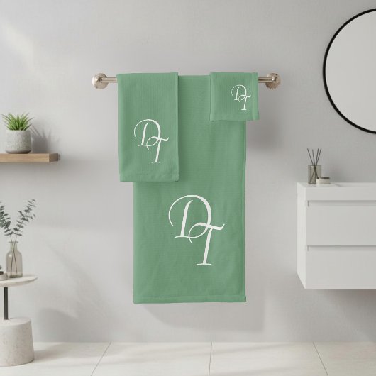 Mit Monogramm Matcha-Farbe Badhandtuch Set