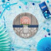 Mit Monogramm Maurer-Glas-korallenrote Pappteller (Party)