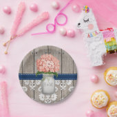 Mit Monogramm Maurer-Glas-korallenrote Pappteller (Party)