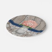 Mit Monogramm Maurer-Glas-korallenrote Pappteller (Schrägansicht)